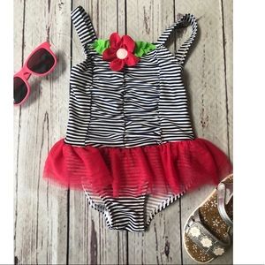 Koala Kids White and blue striped bathing suit